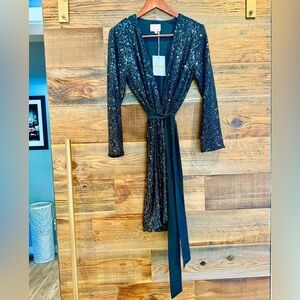 Show Me Your MuMu Encore Black Sequin Cardigan with Belt NWT